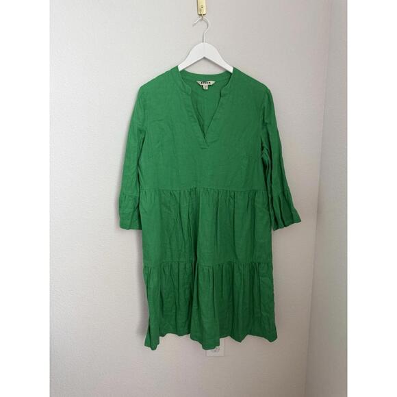 Boden Women’s Green Linen Sophia Airy Tiered Summer Mini Dress Sz 10L - Picture 3 of 8